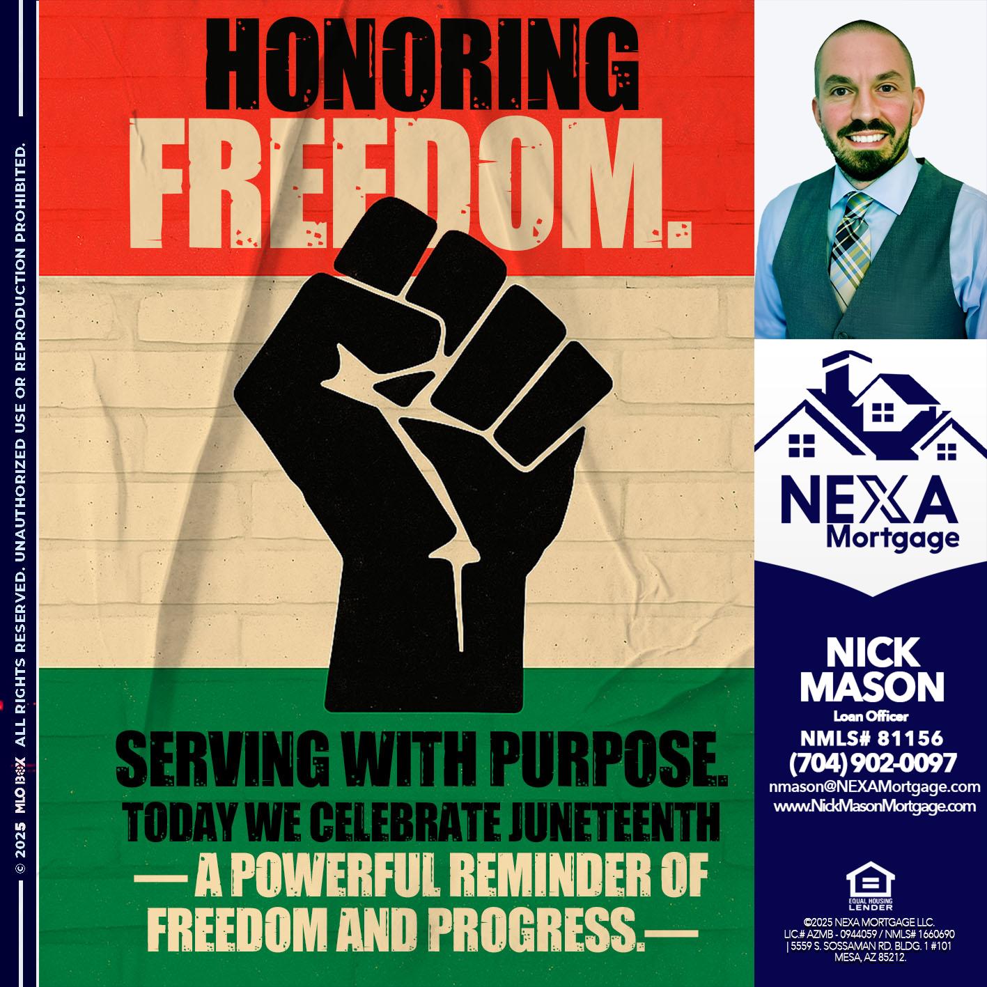 HONORING FREEDOM - Nick Mason -Loan Officer