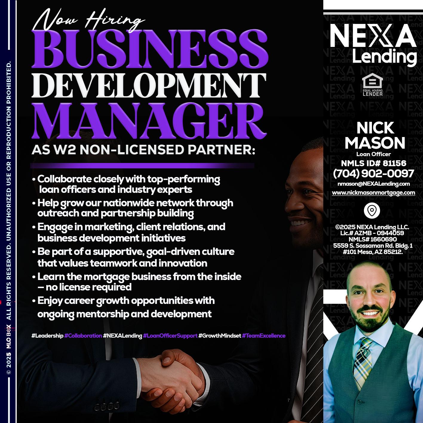 NOW HIRING - Nick Mason -Loan Officer