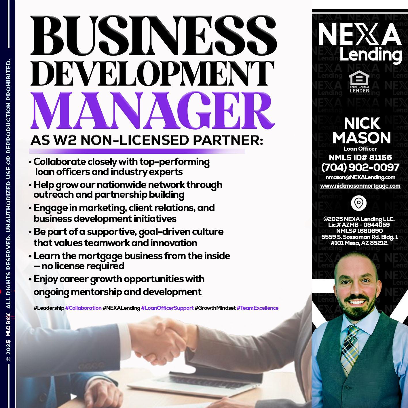 business development - Nick Mason -Loan Officer