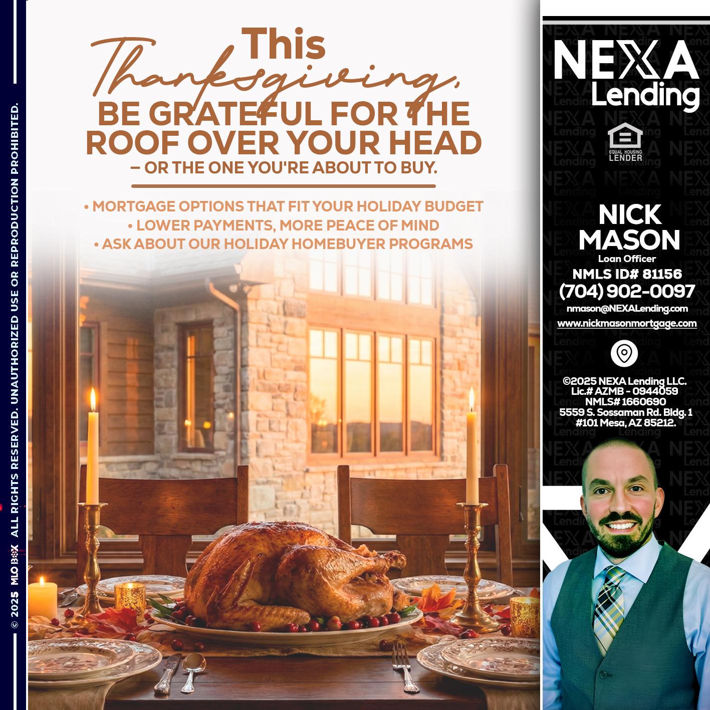 THIS THANKSGIVING - Nick Mason -Loan Officer