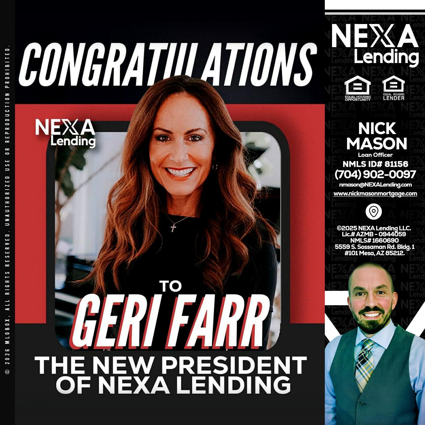 CONGRATULATIONS - Nick Mason -Loan Officer
