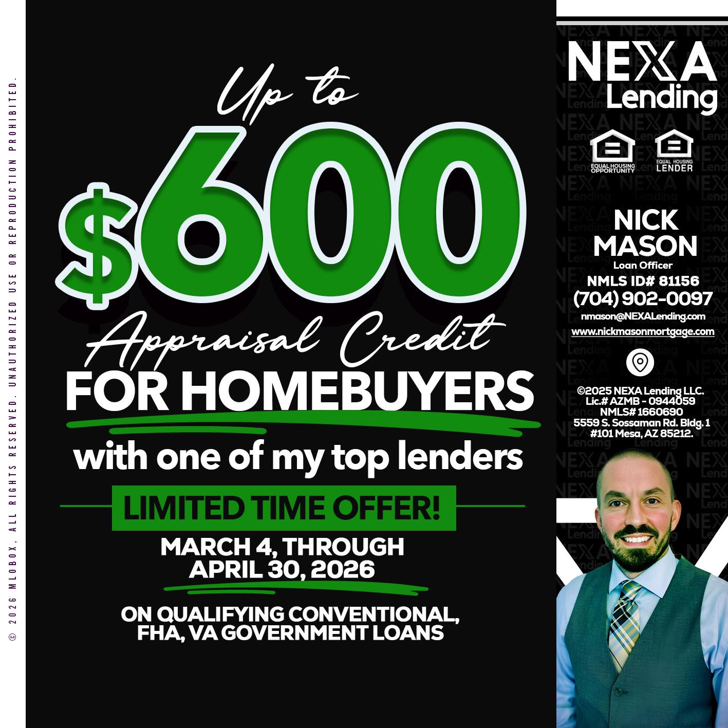 up to $600 - Nick Mason -Loan Officer