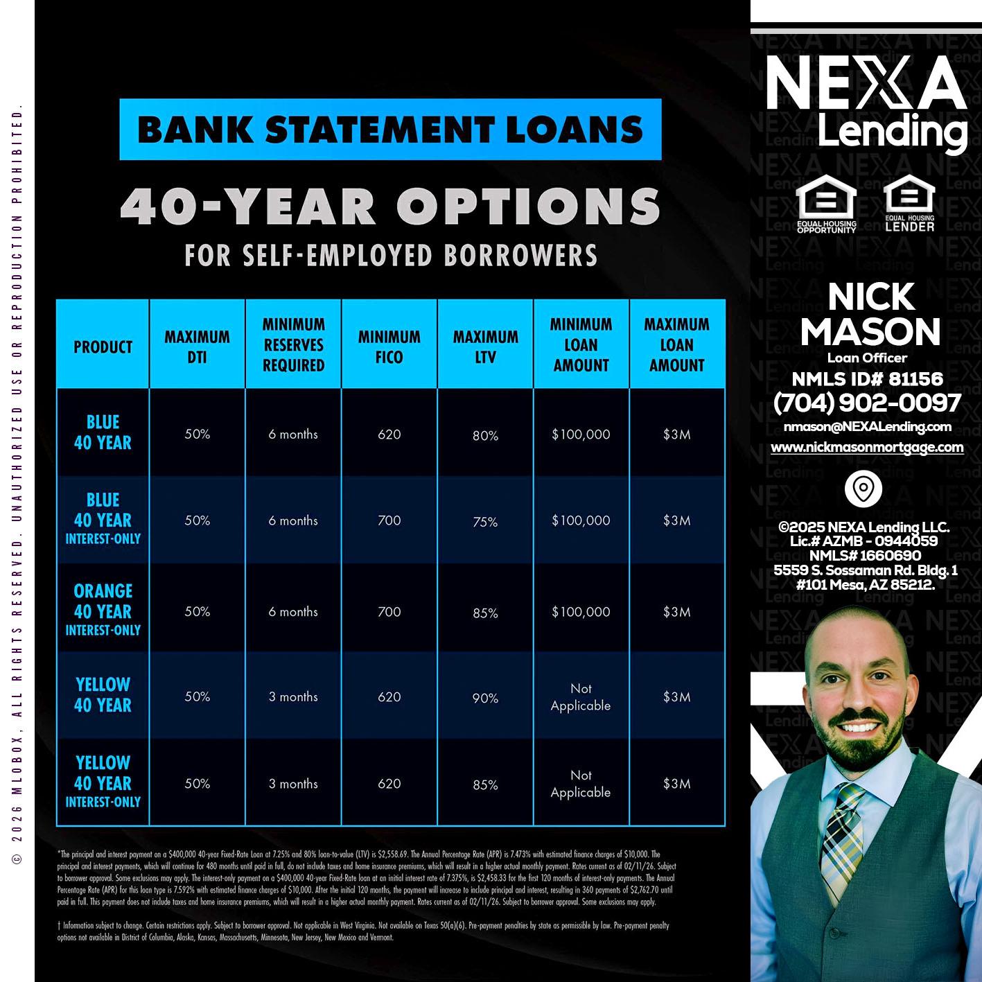 40 YR. OPTIONS - Nick Mason -Loan Officer
