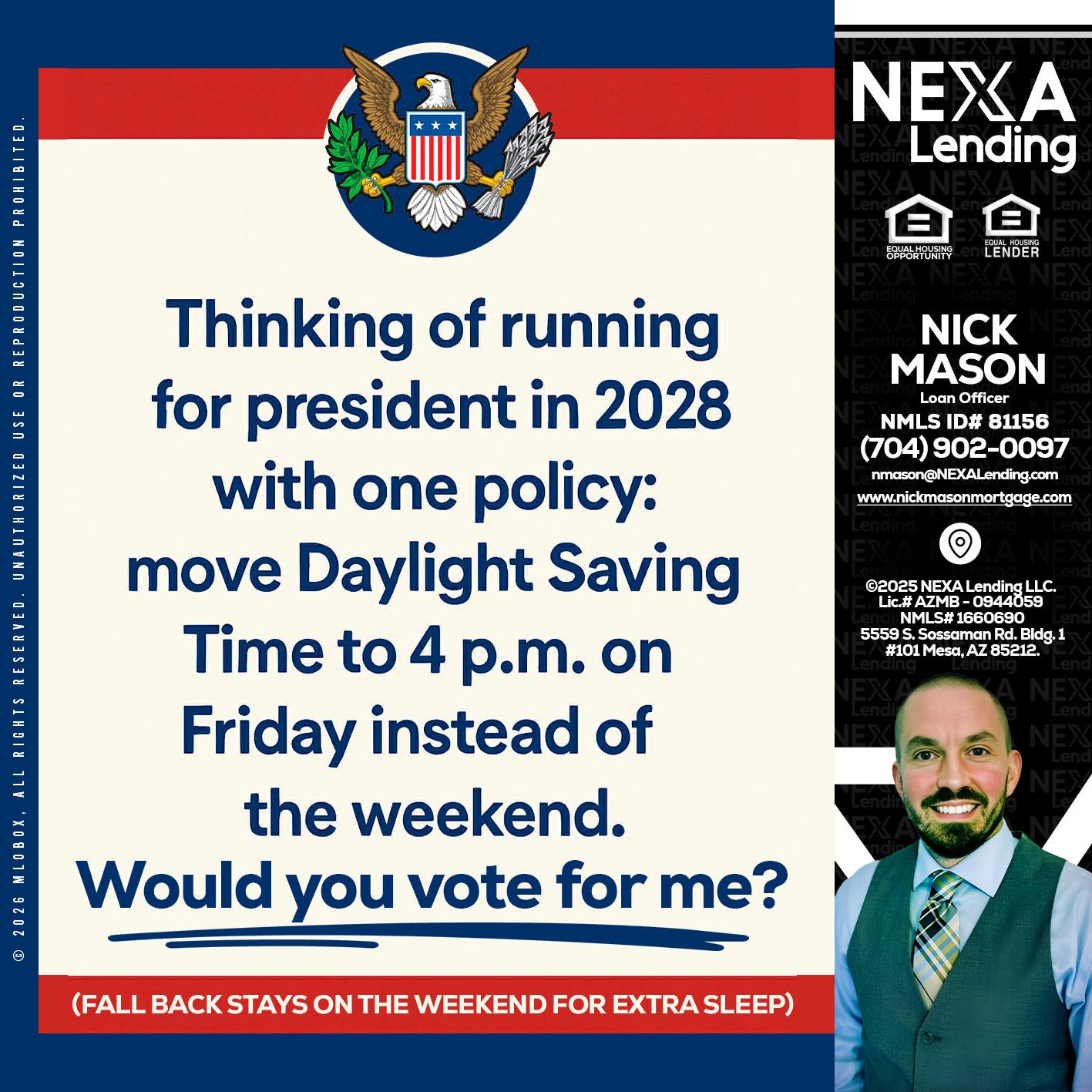 THINKING OF RUNING - Nick Mason -Loan Officer