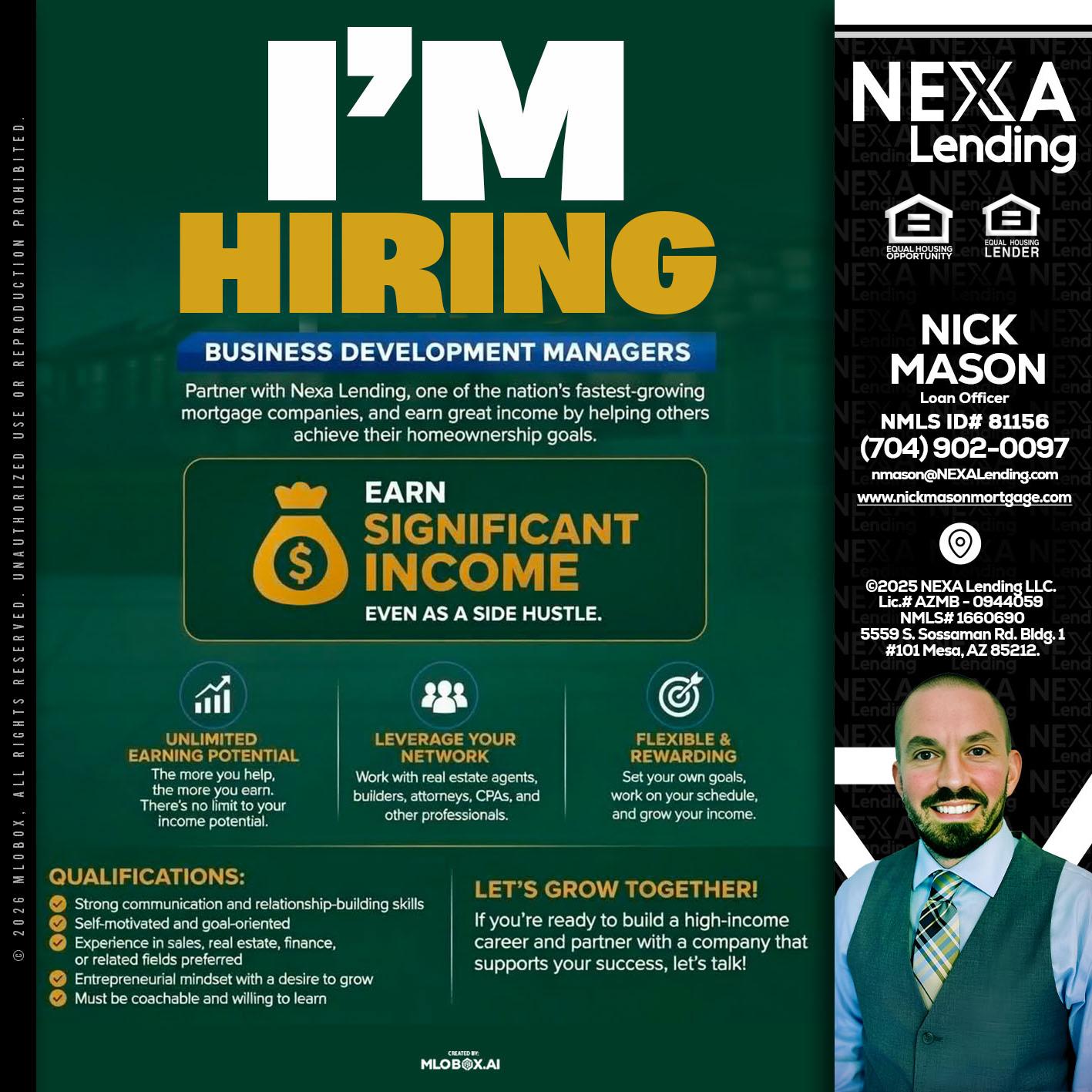 IM HIRING - Nick Mason -Loan Officer