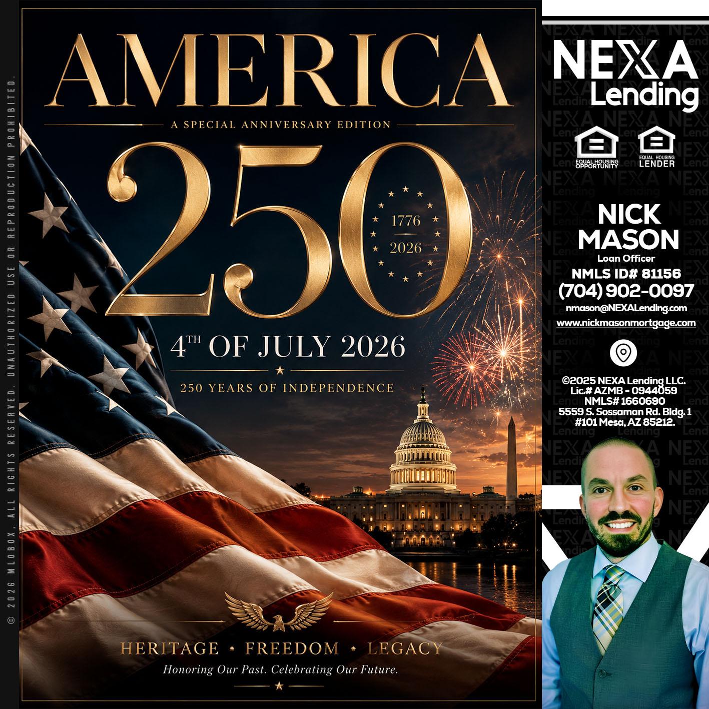 AMERICA 250 TH - Nick Mason -Loan Officer