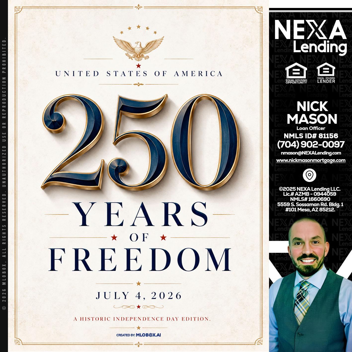 250 YEARS - Nick Mason -Loan Officer