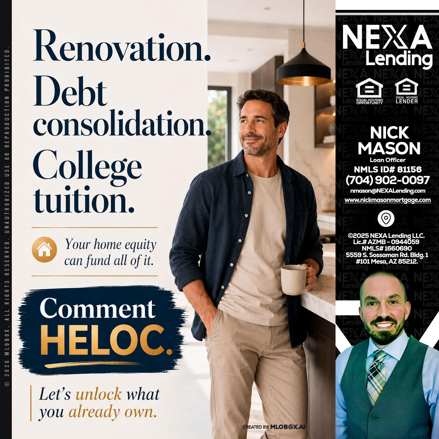 RENOVATION DEBT - Nick Mason -Loan Officer