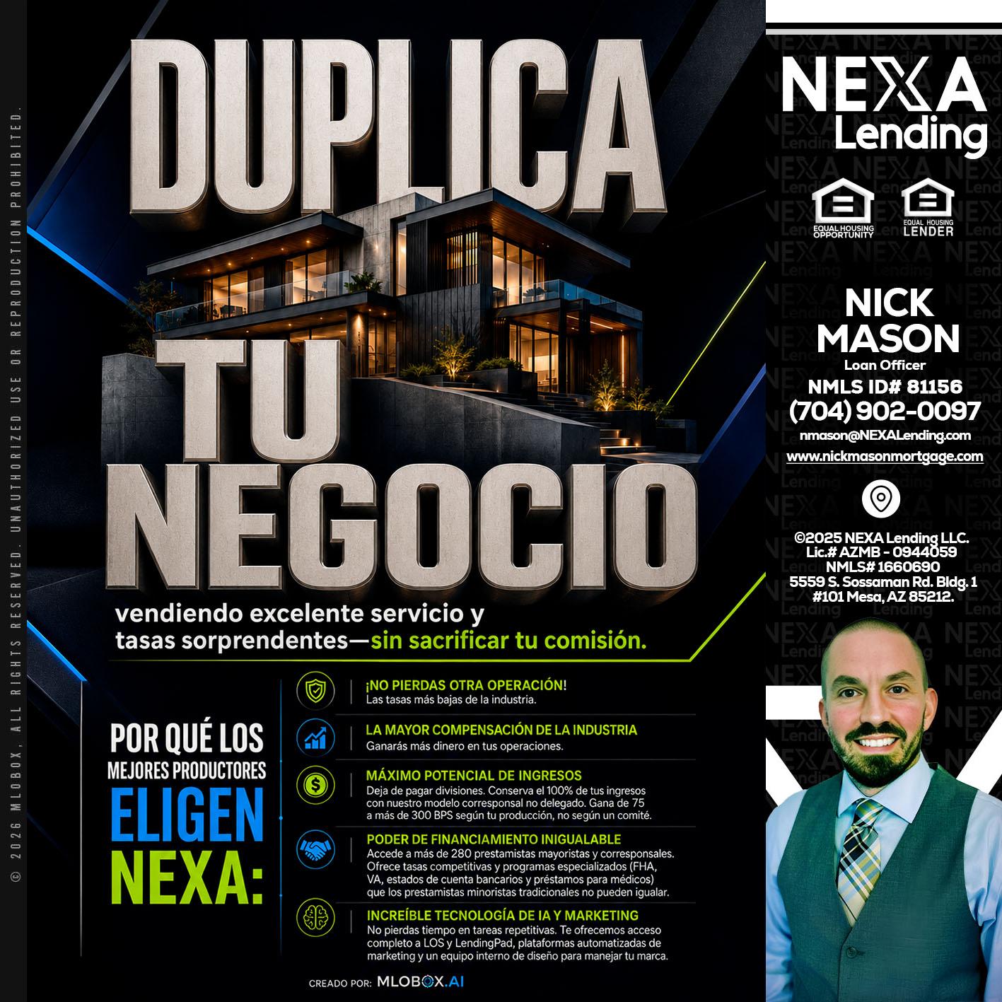 DUPLICA TU NEGOCIO - Nick Mason -Loan Officer