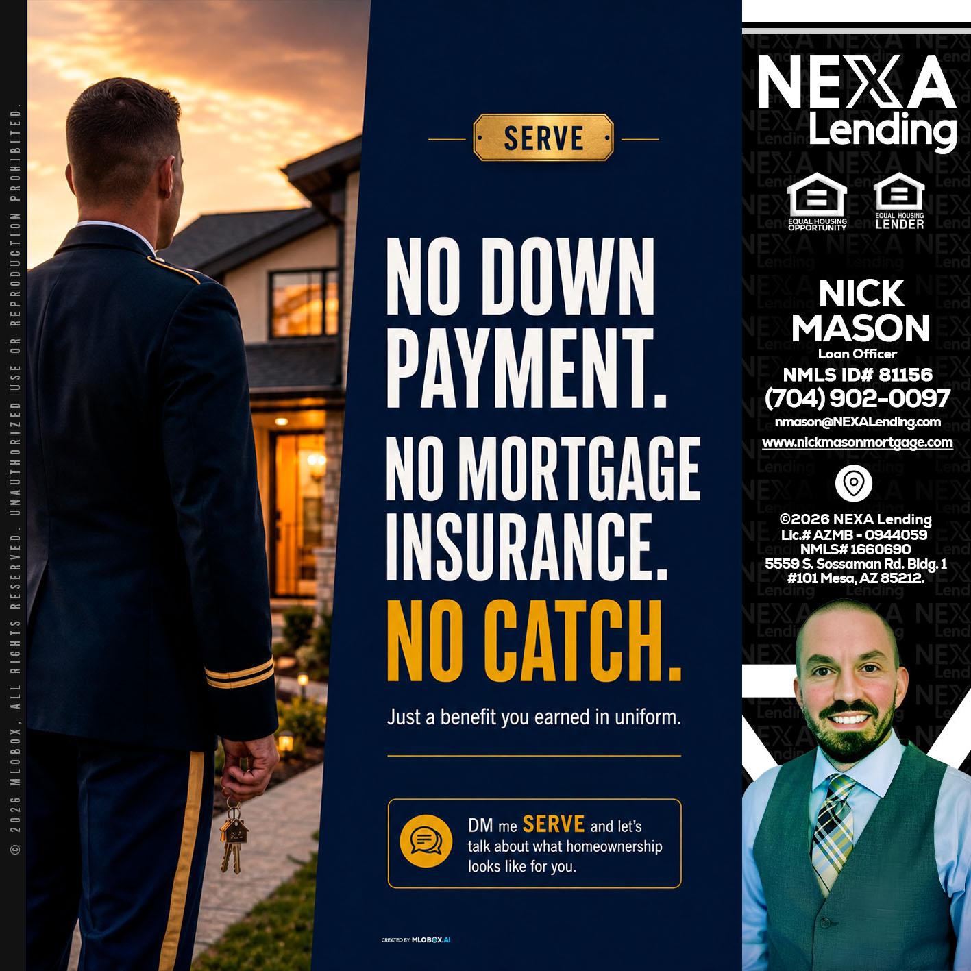 NO DOWN PAYMENT - Nick Mason -Loan Officer
