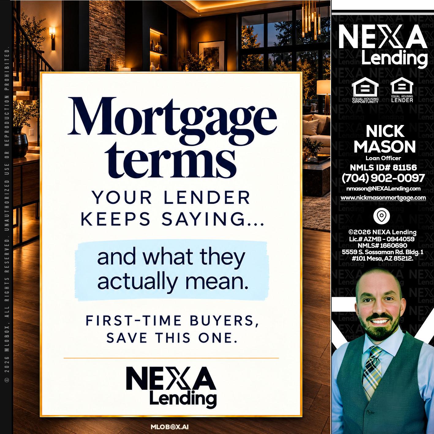 mortgage terms - Nick Mason -Loan Officer