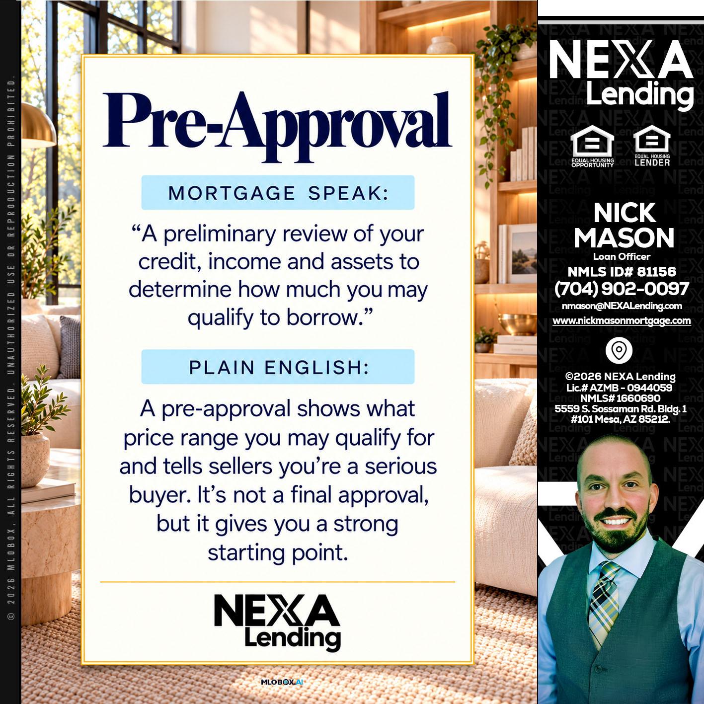 PREAPROVAL - Nick Mason -Loan Officer